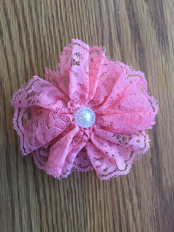 Coral Vintage Lace Flower Hair Clip, Hair Accessories, Girls  display picture 3