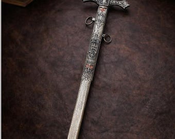 Antique E.F. Armstrong Detroit Mich Sword, Engraved Victorian Blade, Ornate Etched Steel, 19th Century Collectible Weapon