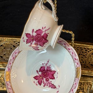 Herend Apponyi Raspberry Porcelain Tea Set | Hand-Painted Floral China Hungary image 17