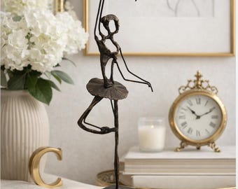 Bronze Ballerina Sculpture – Modern Abstract Ballet Dancer Statue – Elegant Home Decor – Minimalist Art Figurine – Gift for Ballet Lover