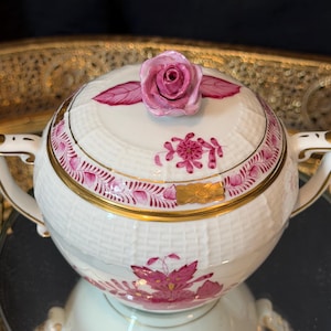 Herend Apponyi Raspberry Porcelain Tea Set | Hand-Painted Floral China Hungary image 10