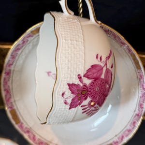 Herend Apponyi Raspberry Porcelain Tea Set | Hand-Painted Floral China Hungary image 12