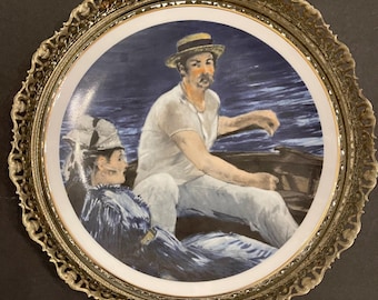 Vintage Collectible Plate, Boating by Edouard Manet's Painting 1874,