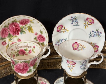 Vintage Royal Albert Tea Cup and Saucer Set, English Bone China Floral Teacups, Made in England, Choose Your Design