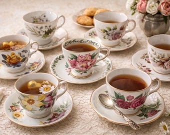 Vintage England Made Teacup & Saucer – English Bone China – Floral Cup Selection