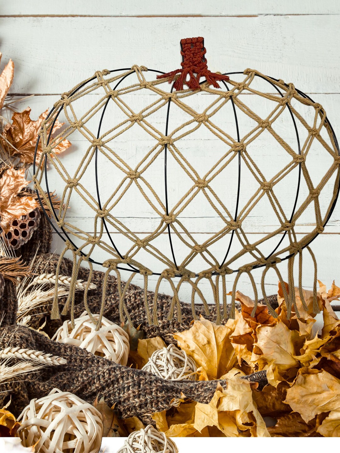 Macrame Fall Decor, Custom Pumpkin Wall Hanging, Thanksgiving ...