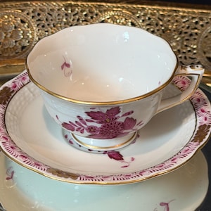 Herend Apponyi Raspberry Porcelain Tea Set | Hand-Painted Floral China Hungary image 18
