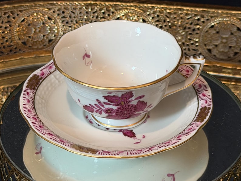 Herend Apponyi Raspberry Porcelain Tea Set | Hand-Painted Floral China Hungary image 18