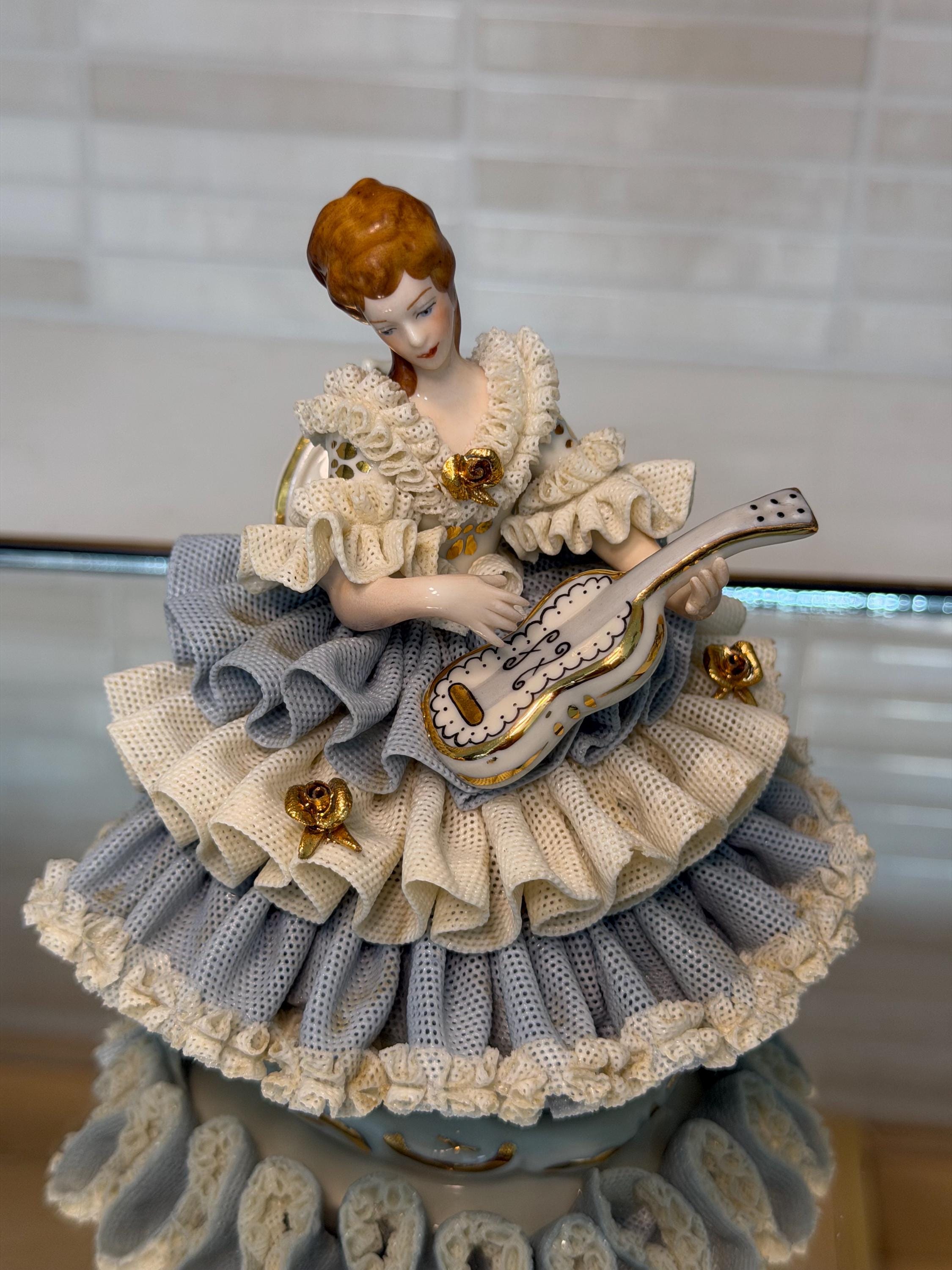 Dresden Lace Porcelain Dancing Lady Figurine – Victorian German