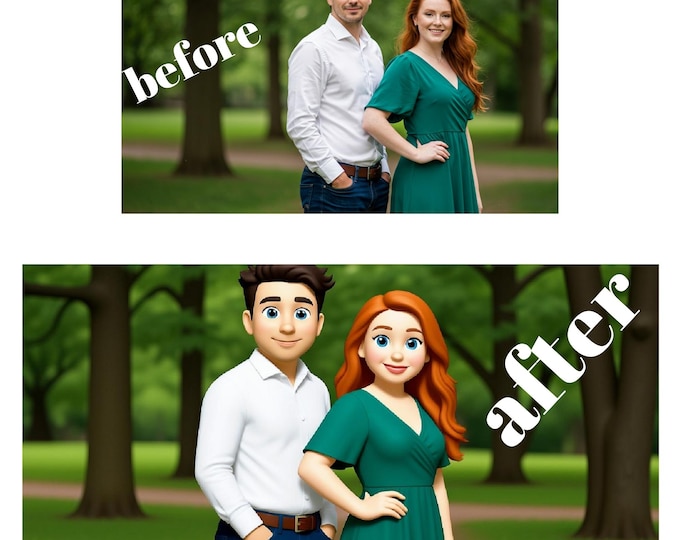 Featured listing image: Custom Pixar Style Portrait, Cartoon Family Gift (Digital Download)