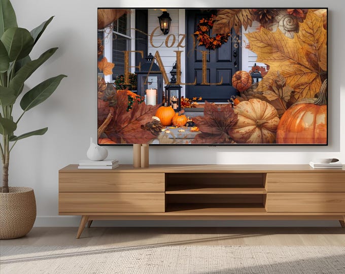 Featured listing image: Cozy Autumn Samsung Frame TV Art,Fall Landscape Photography,Digital Download