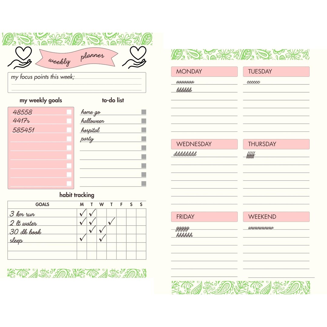 Pdf Planner Tasktracker Printable Weekly Planner,task Tracker, Habit Tracker (PDF) - Etsy