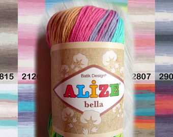Alize Bella Batik Cotton Baby Yarn. Hypoallergeic multicolor Pastel baby colors, bright sport 4ply, color choice SALE DSH(P)