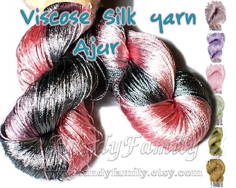 Ajur Natural Viscose silk knitting yarn vegan embroidery thread, jewellery, sleek rayon sheen bright crochet thread Tassel Colour choice DSH