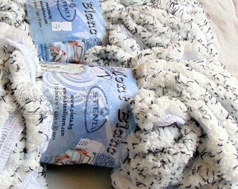 Snow flakes silver white grey (220) Ruffle yarn, Fake fur, fun fur. Hypoallergenic.  Mesh type of yarn. Mont Blanc yarn DSH