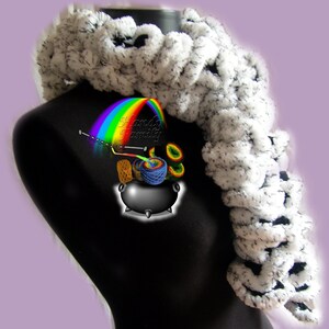 Crochet Scarf. Ruffle scarf. Reach curly in white snow flakes. Handmade scarf.  Snow Queen&#39;s Long Scarf . SALE! ruffle scarf