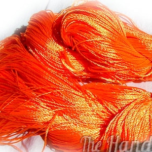 Orange colour yarn, Natural viscose yarn. Hypoallergenic yarn. Eco Friendly Sleek Vegan Silk Lace Ayda Kordent No Waste DSH(AlK1008)