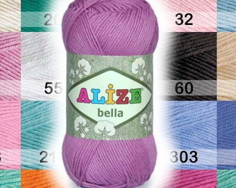 Cotton Baby Yarn. Light Weight, Natural Cotton Alize Bella. Colour of your choice. SALE! Colour choice.  DSH