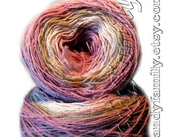 Kauni 8/2 Pink-beige. 100% Colorful tender Lamb wool  eco yarn. Hand knitting crochet machine knitting 100g, 400m dk 2ply. Self-Striping