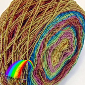 Organic wool Dundaga 100% sheep wool Yarn, Hand dyed wool yarn 6/1 550m/100g Self striping 1ply 193g 1061.5m Art Yarn Autumn Colors(20)
