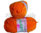 Bikini yarn swimwear Lanoso Comfort Stretch elastic springy stretchy yarn. Spandex. Bright carrot orange (934) Eq