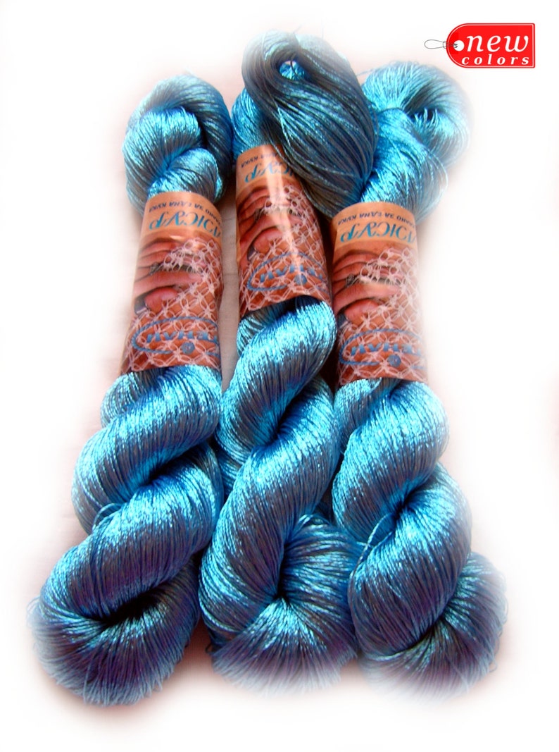 Viscose Silk Yarn color sky blue 530 knitting and crochet Etsy