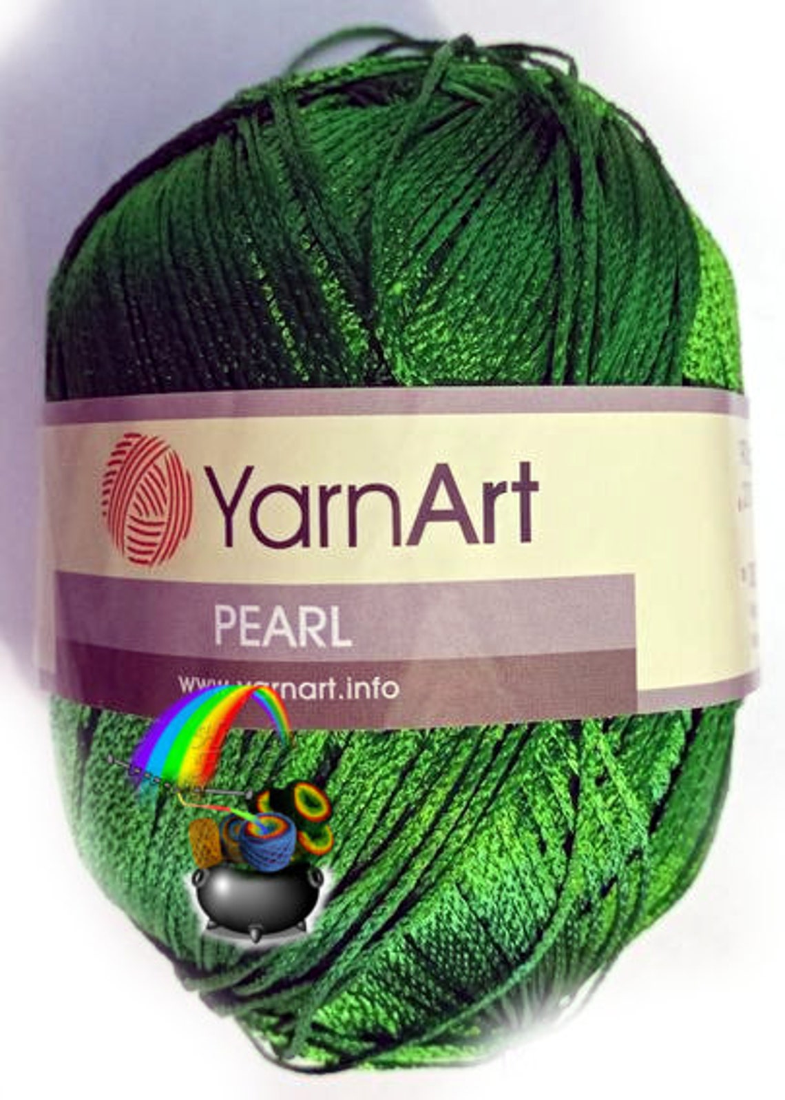 Yarnart pearl natural viscose yarn. Green color F248 DSH Etsy