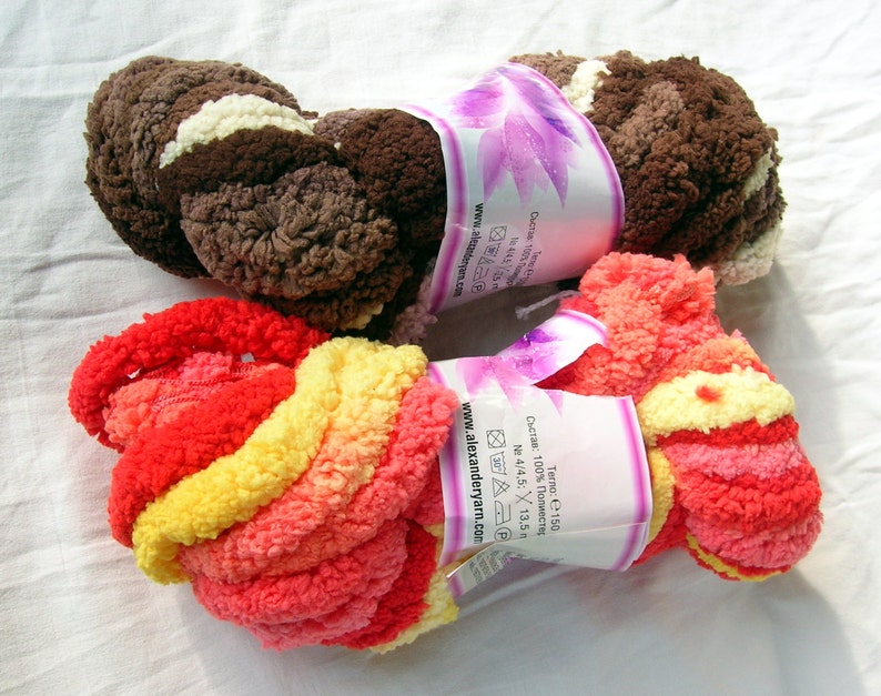Mesh type of yarn Fake fur Shades of brown and beige Shal yarn fun fur Scarf yarn. Ruffle yarn Hypoallergenic