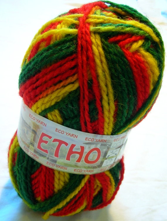 Ethno Wool Multicolor Yarn in Red, Green and Yellow 308 DSHP0 