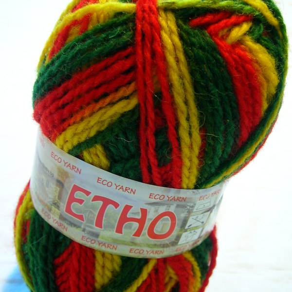 ethno wool multicolor yarn in red, green and yellow (308) DSH(P0)