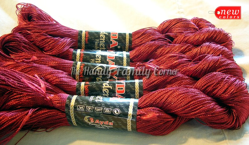 Dark red colour Rayon Natural viscose yarn Artificial silk Summer yarn burgundy color Superfine Lace Ayda Kordent sleek yarn