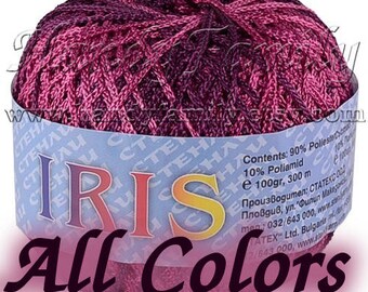 Summer yarn Iris Vegan silk Wedding yarn. Lustrous yarn. Satin yarn Silky yarn. Sheen yarn. Lace Knitting Crochet Yarn Color Choise DSH