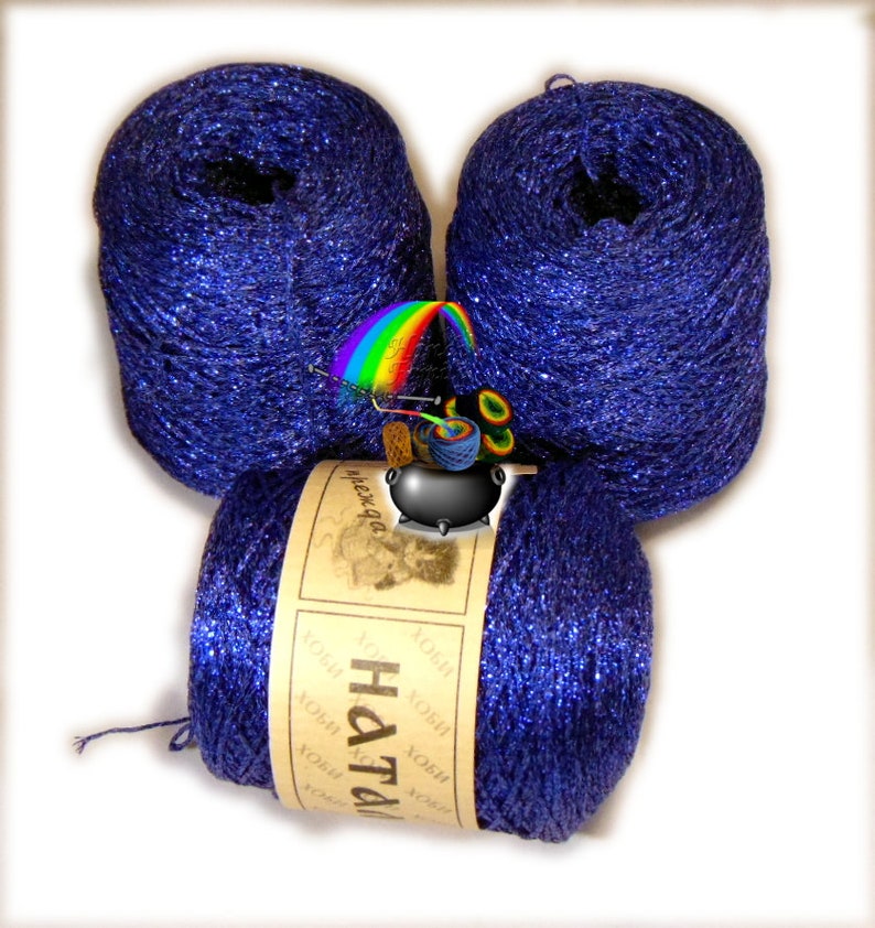 Glitter Yarn Shine Sparkle Yarn Royal Blue Color 115 Etsy