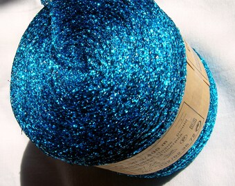Glitter Yarn, Metal yarn Shine sparkle yarn, blue / turquoise (103) color Natali yarn, metal thread, lame, gliter yarn plyable yarn DSH