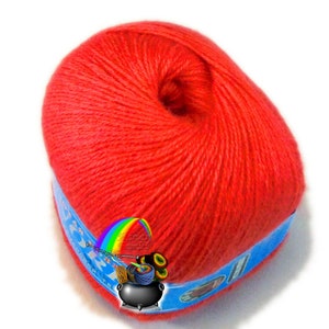 Yarn Norka. Mink yarn. Mink Down yarn. Mink and Cashmere blend. Eco friendly mink yarn. Coral colour (230).