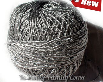 Rayon type Viscose Yarn Versailles. Summer yarn. Silver color (21). Grey yarn. Gray. Silvery color. Silver grey. Eq