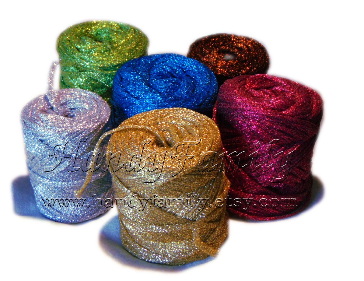 Glitter Lurex Yarn Shine sparkle yarn glamor yarn yellow Etsy