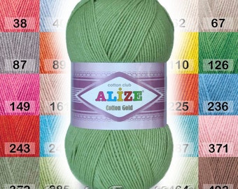 Alize Cotton Gold yarn. Cotton Baby Yarn. 4ply yarn, hand knitting yarn crochet yarn. Colour of your choice. DSH