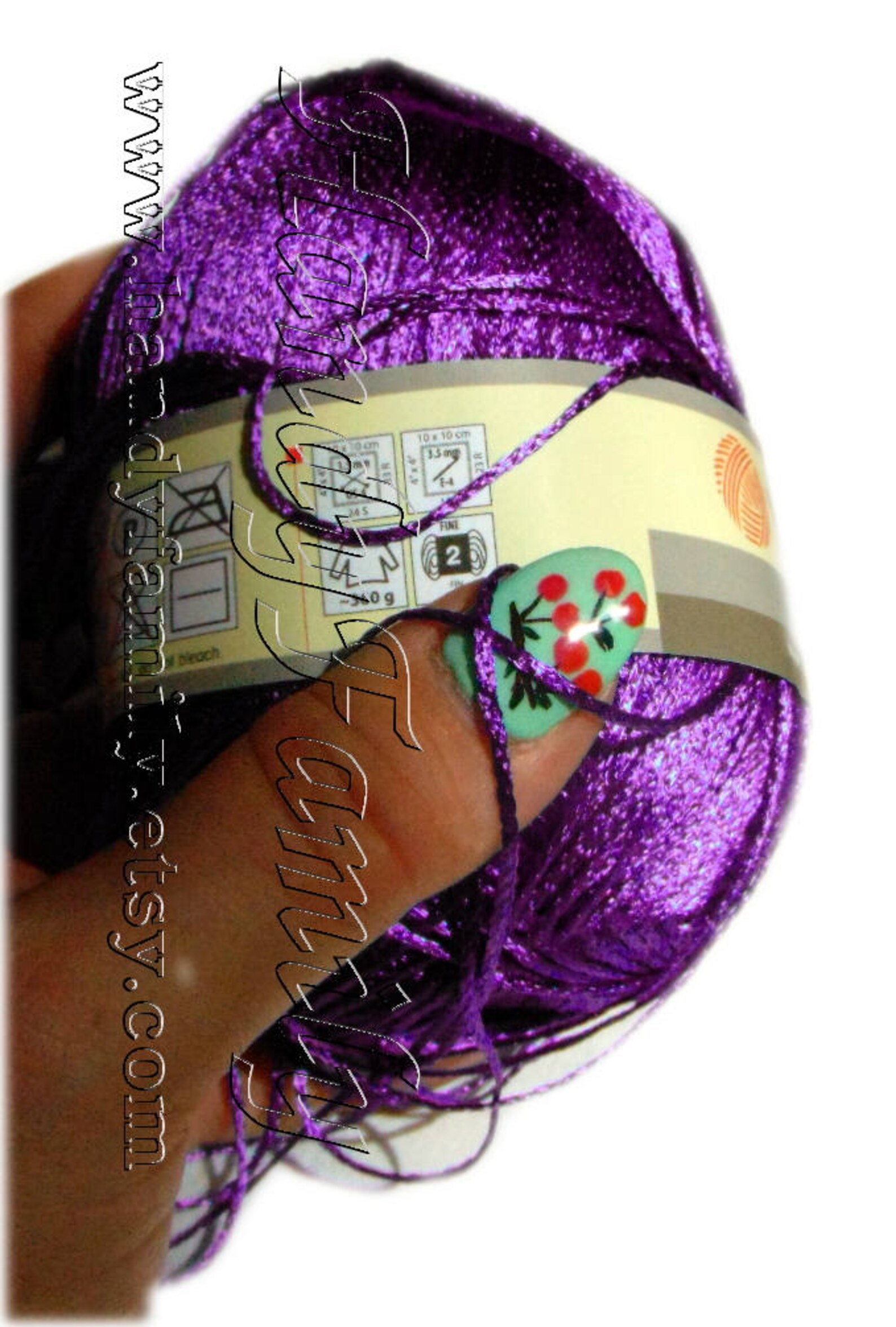 Yarnart pearl natural viscose yarn. Purple color F115. Eq Etsy