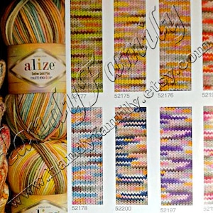 Alize Cotton Gold Plus Multi Color yarn. Cotton Baby Yarn. 4ply yarn, hand knitting yarn crochet yarn. Colour of your choice. DSH