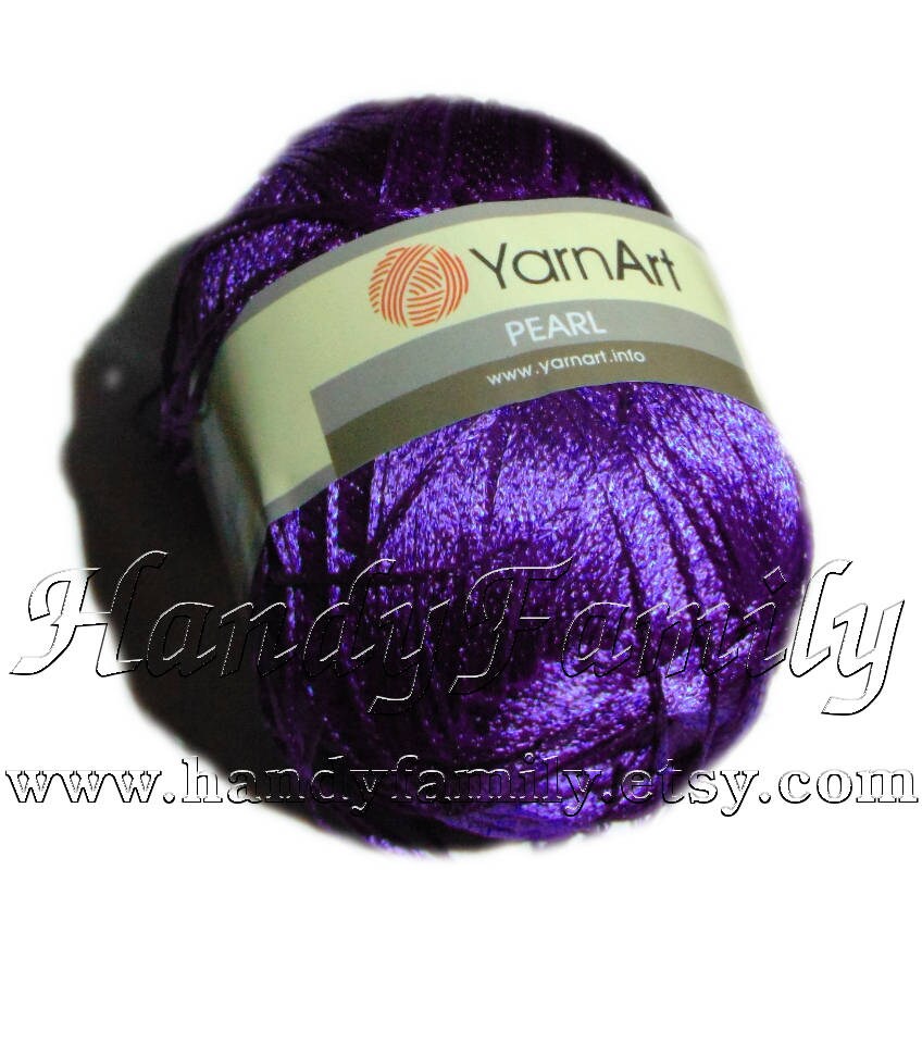 Yarnart pearl natural viscose yarn. Purple color F115. Eq Etsy