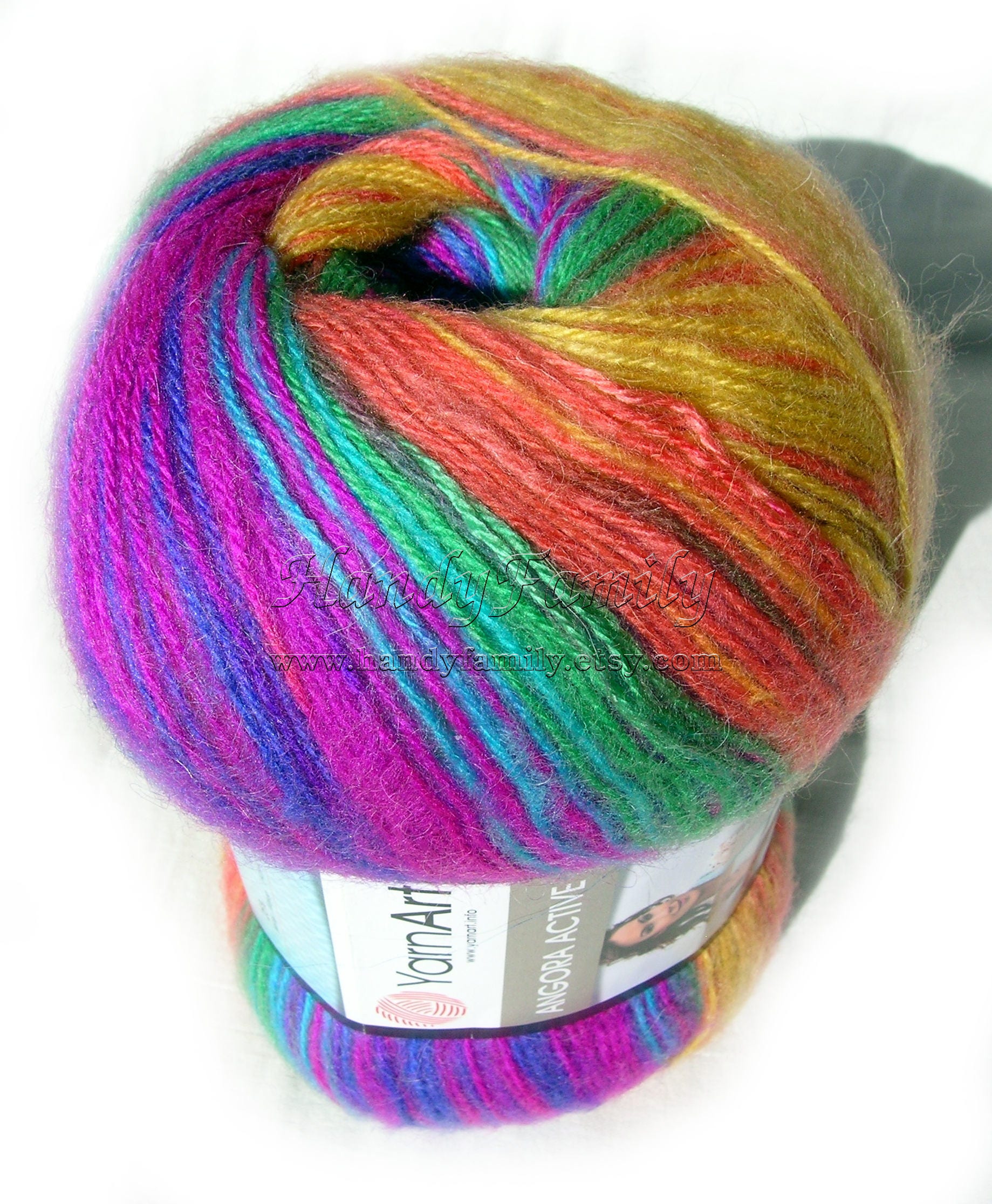 Yarn Art Angora Active. Multicolor yarn batik yarn. Rainbow Etsy