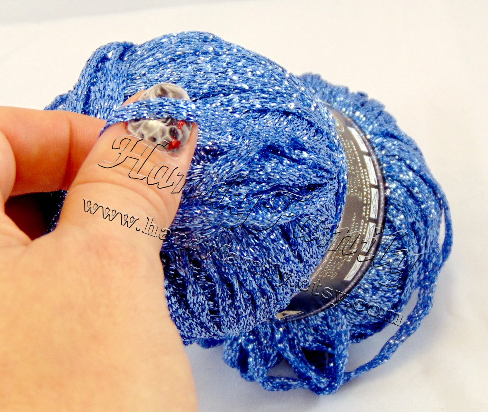 Blue 08 yarn Sirma strip yarn band yarn Glitter sparkle yarn Etsy