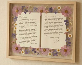 Aangepaste kalligrafiebrief, geperste bloem drijvend frame, zelfliefde genezend cadeau