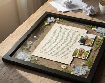 Aangepaste gedenklijst voor huisdier, geperste bloem, handgeschreven kalligrafie Rainbow Bridge Tribute