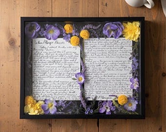 Aangepaste kalligrafie Memorial Shadow Box, Sympathy Funeral Keepsake, handgeschreven brief