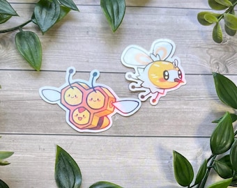 Holographic Combee and Cutiefly Bundle!! Cute Pokemon Vinyl Stickers Decals for Journal Planner or Laptop