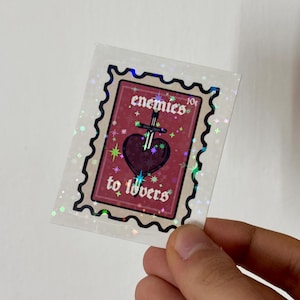 Enemies to Lovers Sticker holographisch | Bookish Aufkleber Briefmarke | Romantasy Bücher Deko