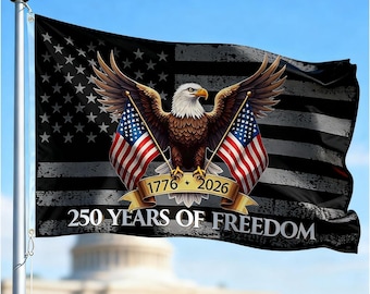 250th Anniversary Flag  250 Years Flags with Durable Canvas Header and Brass Grommets Decor for Outdoor Front Door Porch Wall