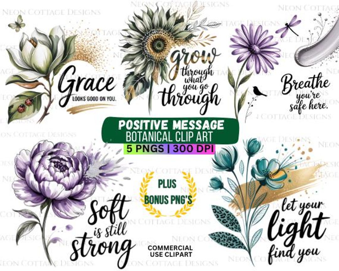 Floral Quote Print Digital Download Inspirational Artwork Botanical ...